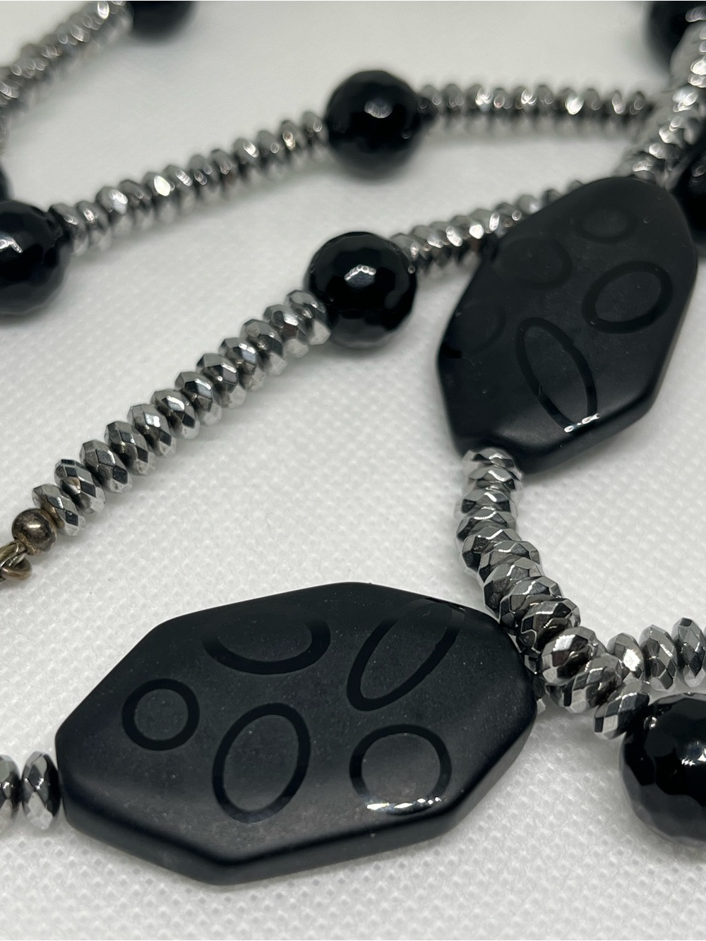 Black Beaded Double-Strand Necklace - Elegant Statement Jewelry
